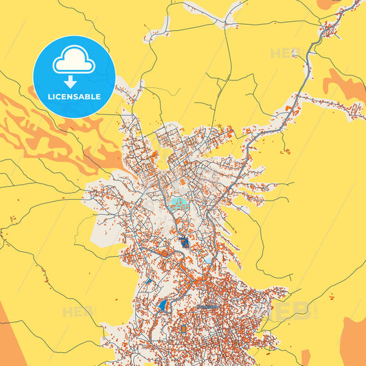 Colorful Nkongsamba Street Map with Labels and Buildings