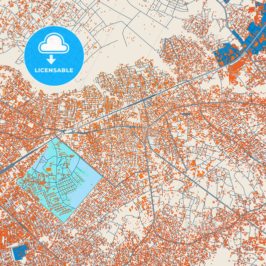 Colorful Nkpor Street Map with Labels and Buildings