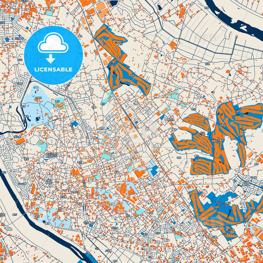 Colorful Noda Street Map with Labels and Buildings
