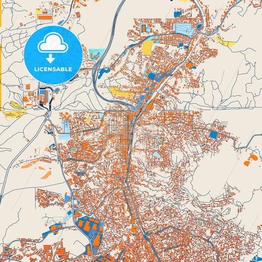 Colorful Nogales Street Map with Labels and Buildings