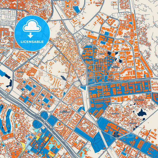 Colorful Noida Street Map with Labels and Buildings
