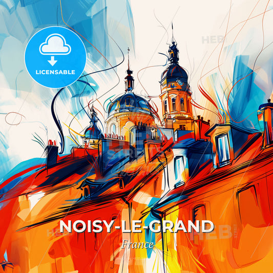 Vibrant Noisy-Le-Grand, France - A Painting Of A Building With A Dome On Top - Square format print template