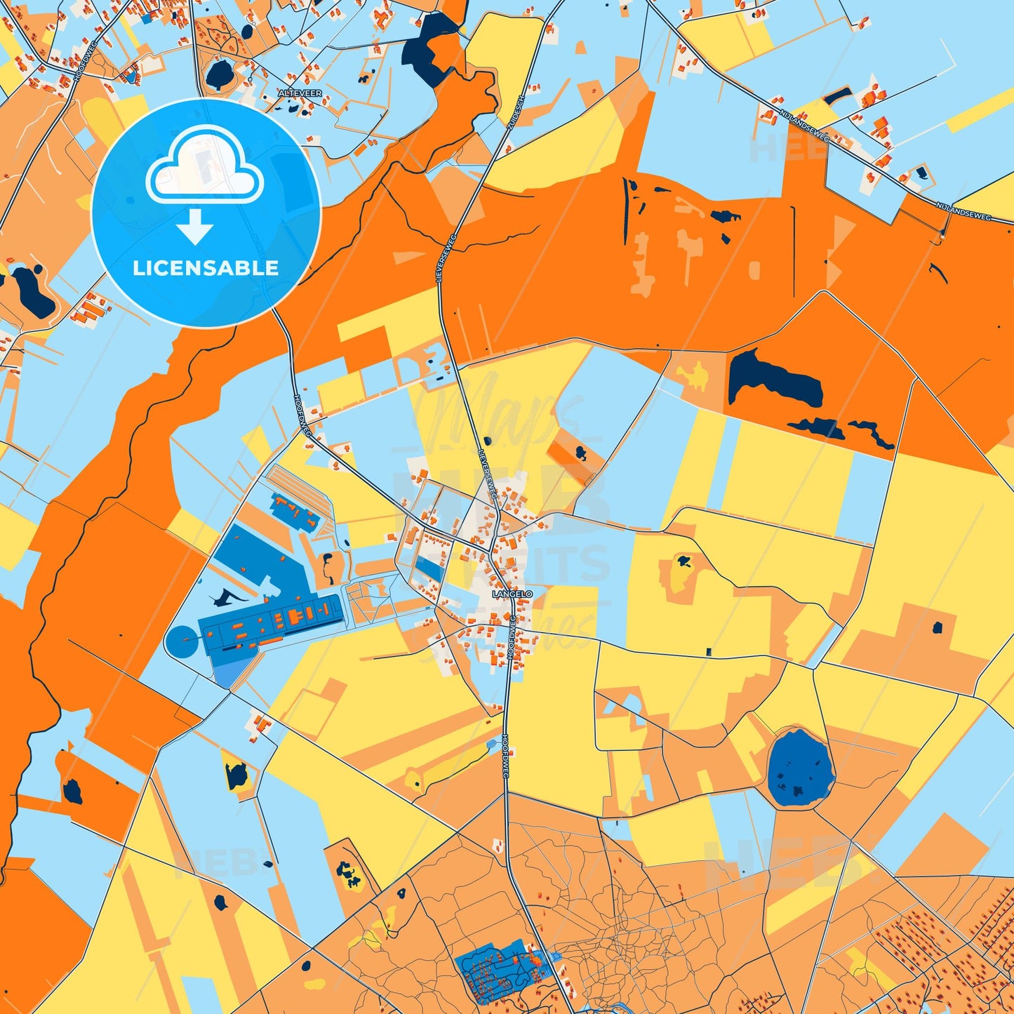 Colorful Noordenveld Street Map with Labels and Buildings