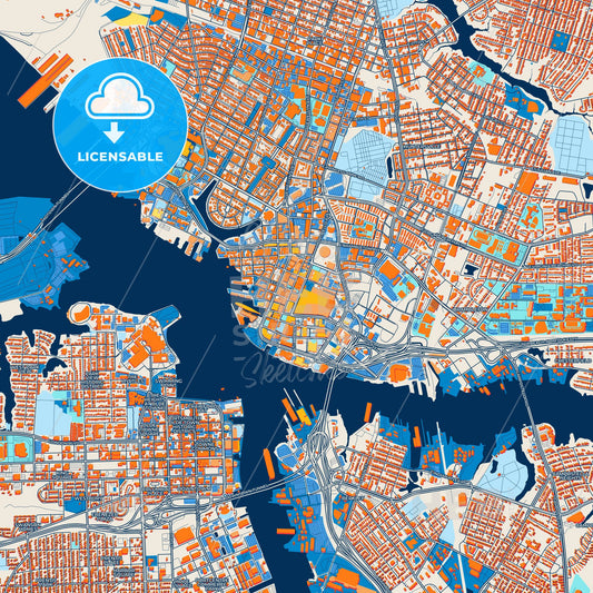 Colorful Norfolk Street Map with Labels and Buildings