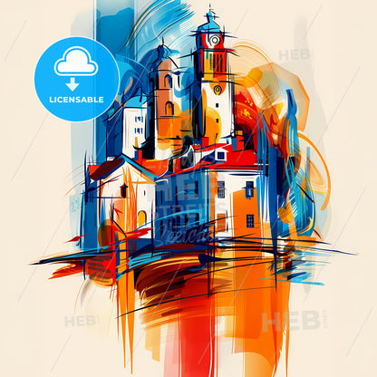 Vibrant Norfolk, Virginia - A Colorful Painting Of Buildings