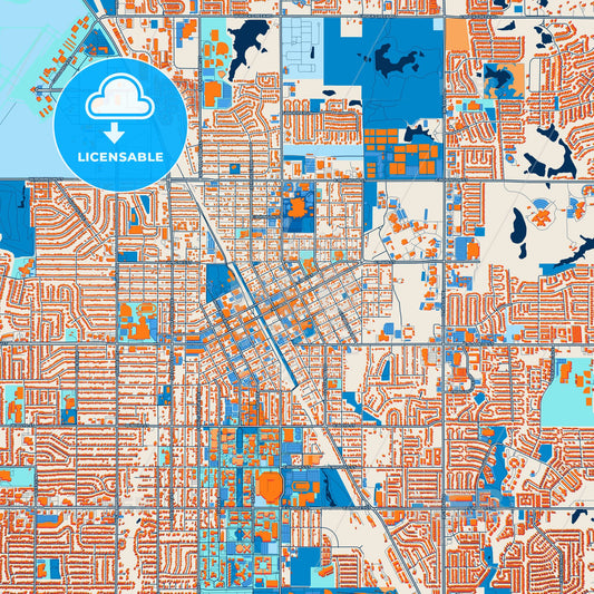 Colorful Norman Street Map with Labels and Buildings