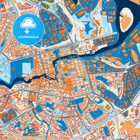 Colorful Norrköping Street Map with Labels and Buildings