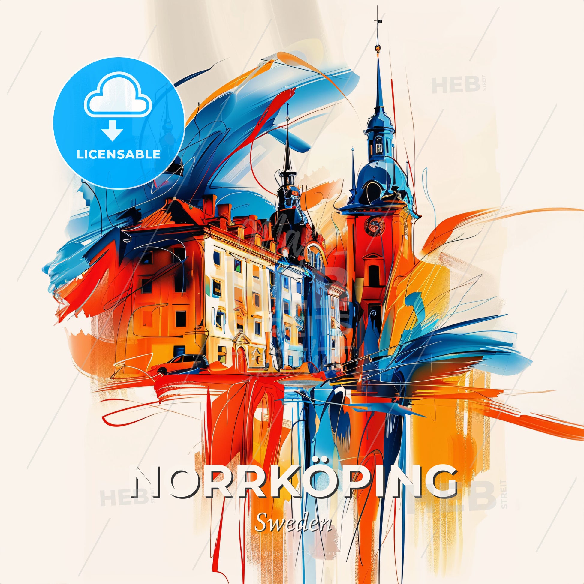 Vibrant Norrköping, Sweden - A Painting Of A Building - Square format print template