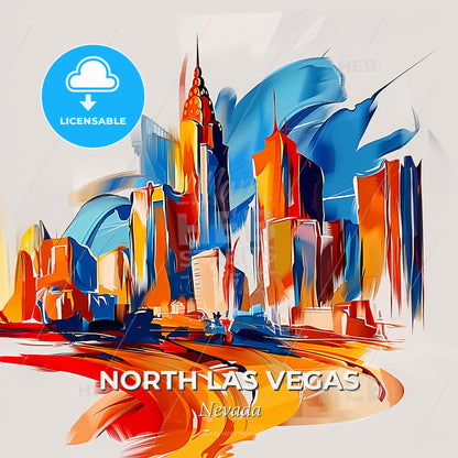 Vibrant North Las Vegas, Nevada - A Colorful Cityscape With A Road - Square format print template