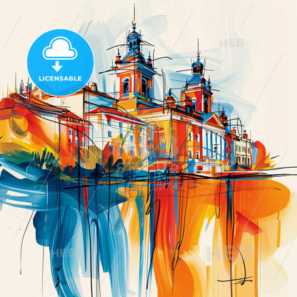 Vibrant Northampton, England - A Colorful Painting Of A Building