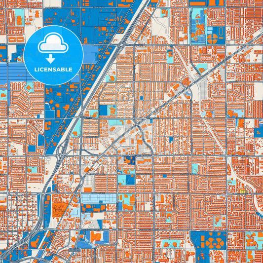 Colorful North Las Vegas Street Map with Labels and Buildings