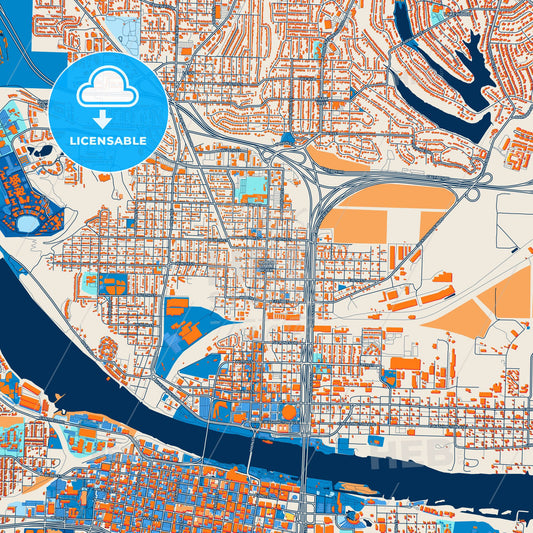 Colorful North Little Rock Street Map with Labels and Buildings