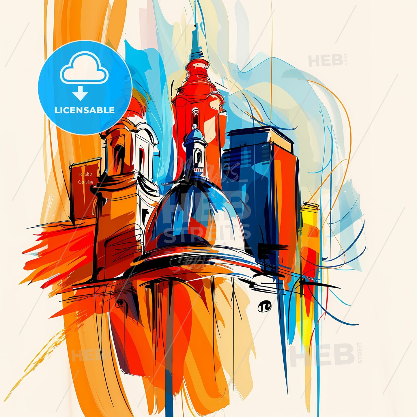 Vibrant Norwalk, California - A Colorful Drawing Of A Building