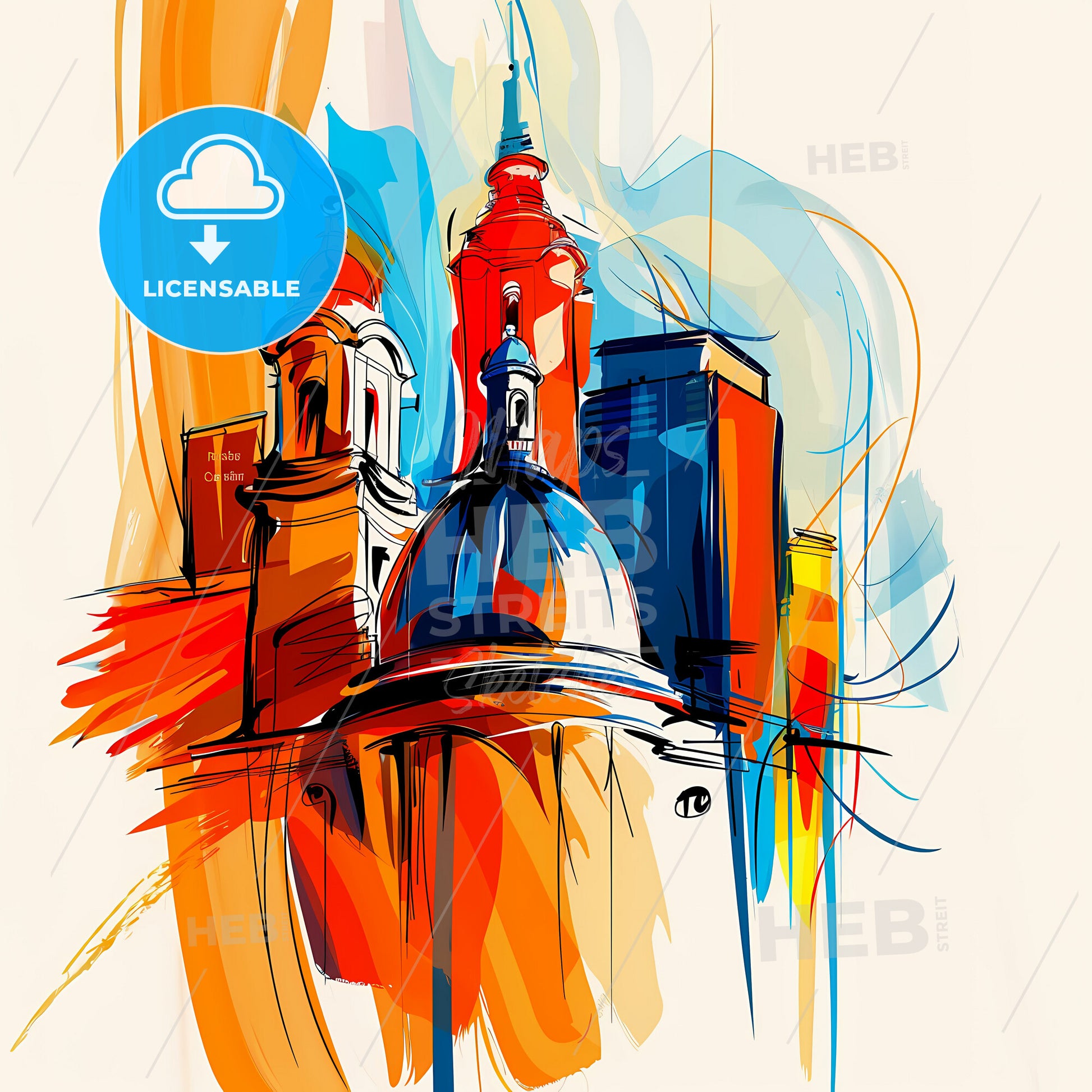 Vibrant Norwalk, California - A Colorful Drawing Of A Building