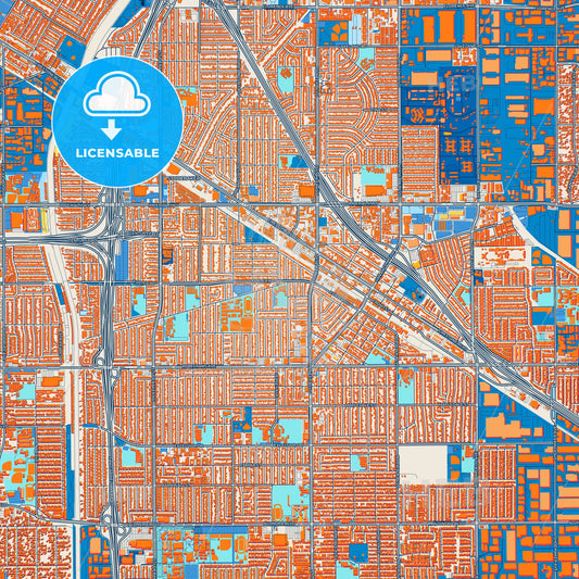 Colorful Norwalk Street Map with Labels and Buildings