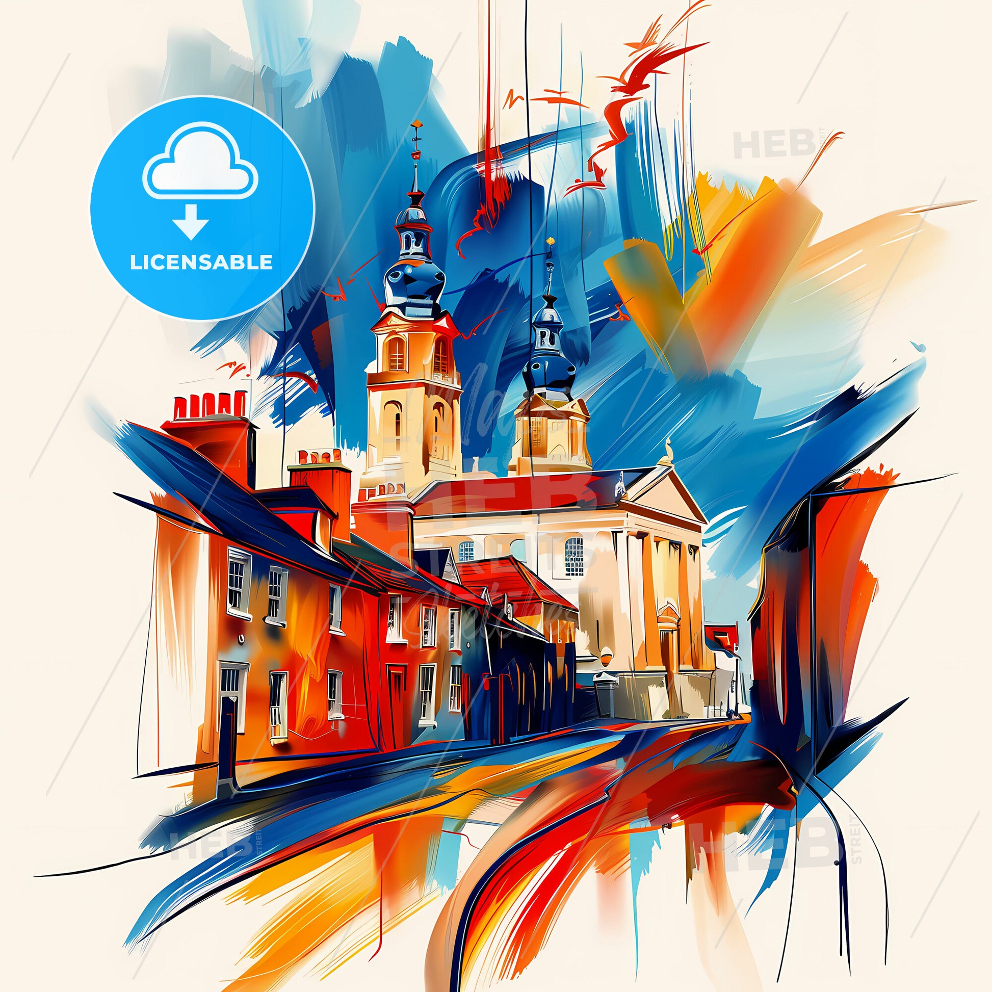 Vibrant Norwich, England - A Painting Of A Building With Towers