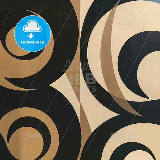 A Black And Tan Swirls On A White Surface