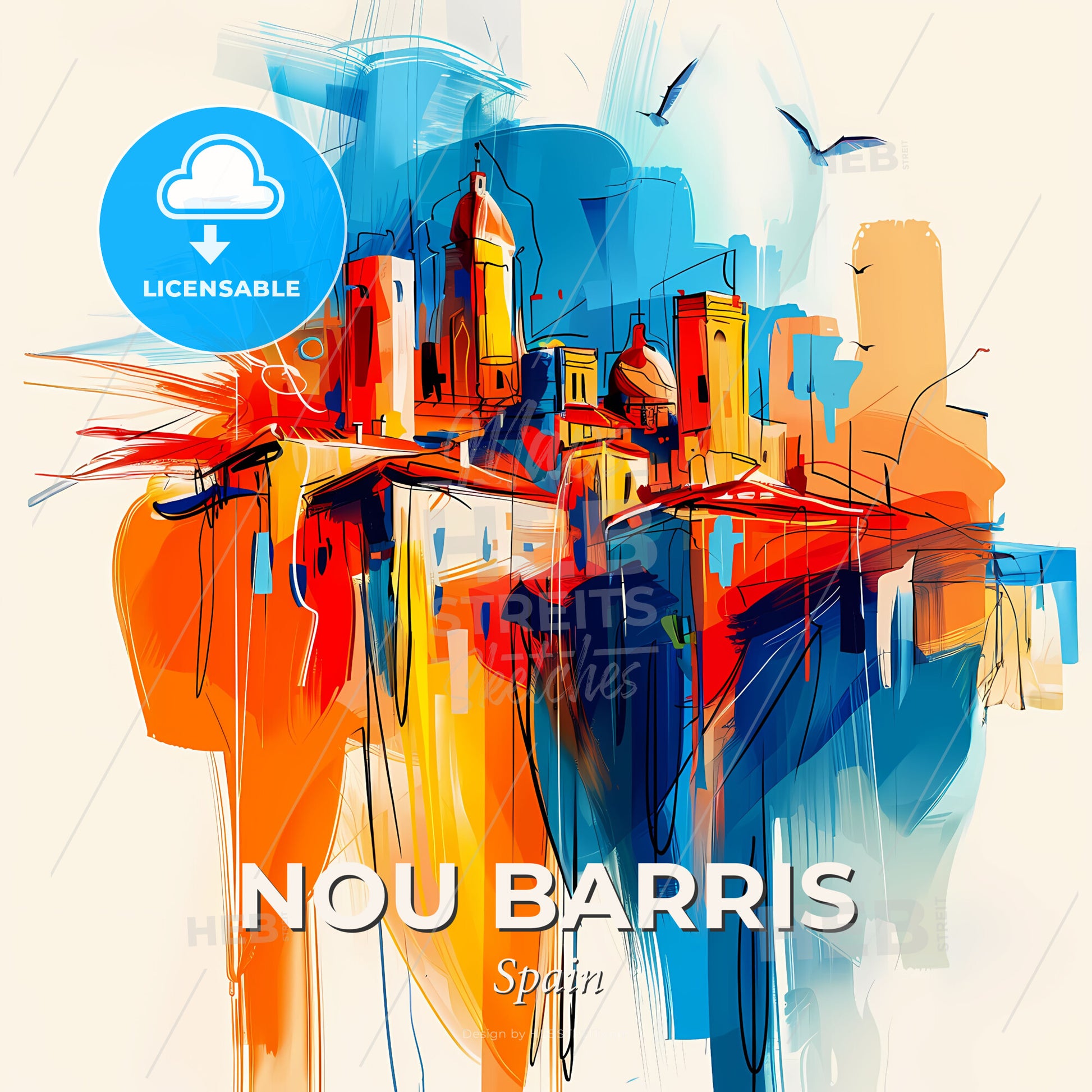 Vibrant Nou Barris, Spain - A Painting Of A City - Square format print template