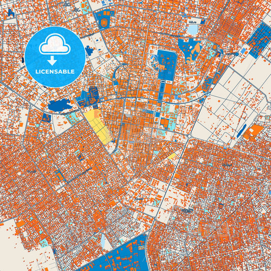 Colorful Nouakchott Street Map with Labels and Buildings