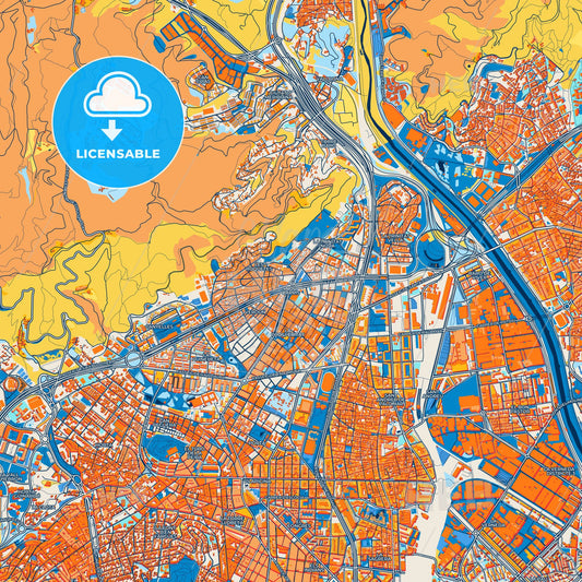 Colorful Nou Barris Street Map with Labels and Buildings