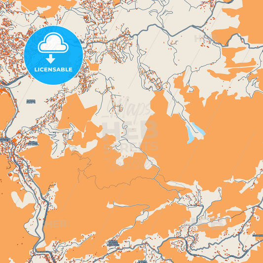 Colorful Nova Friburgo Street Map with Labels and Buildings