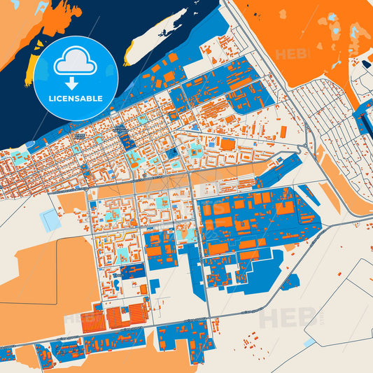 Colorful Nova Kakhovka Street Map with Labels and Buildings