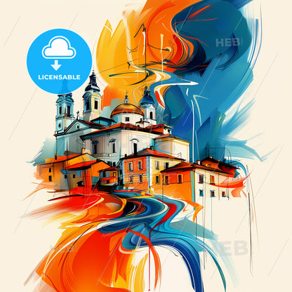 Vibrant Novara, Italy - A Painting Of A Building