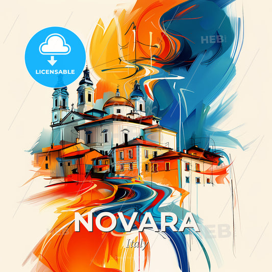 Vibrant Novara, Italy - A Painting Of A Building - Square format print template