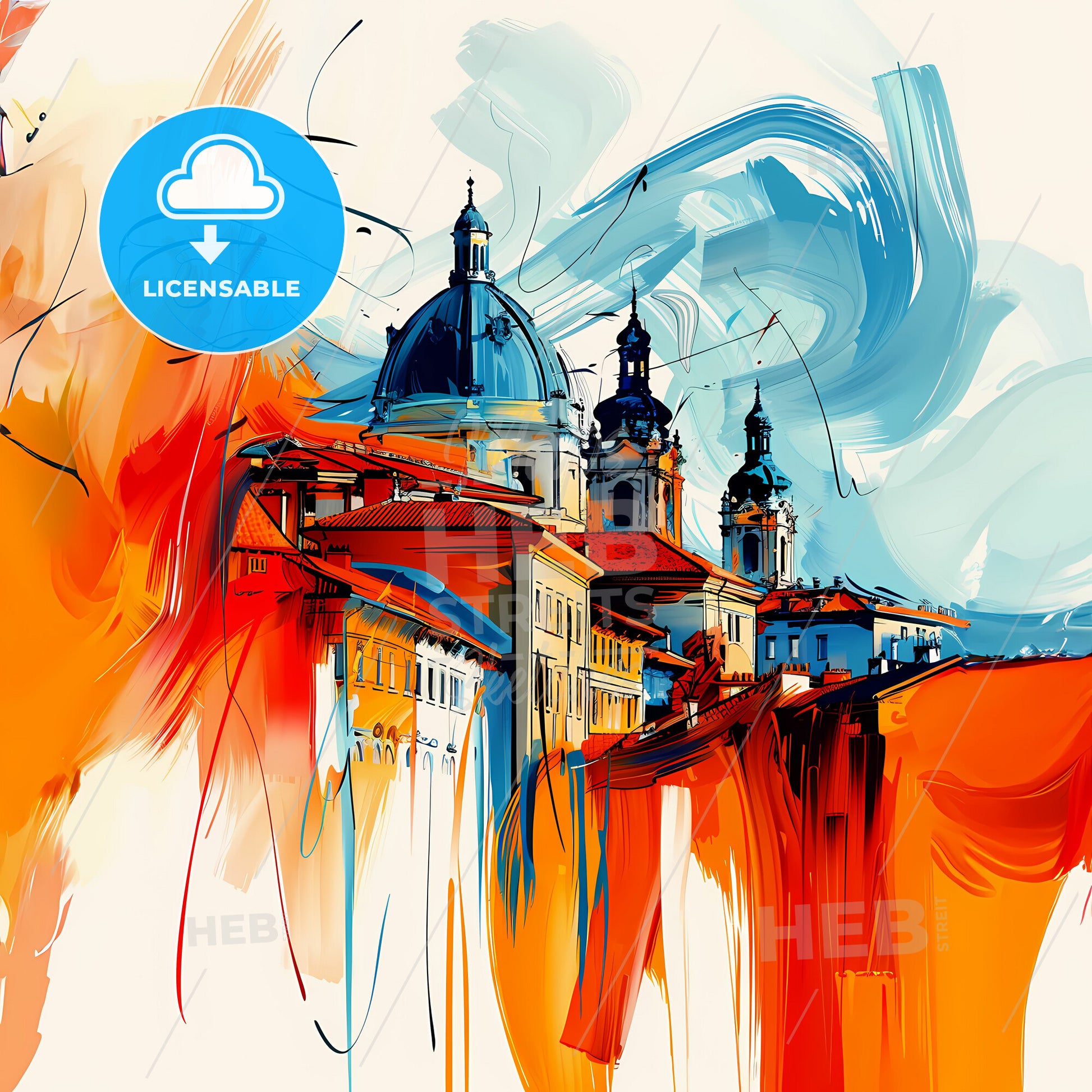 Vibrant Novara, Italy - A Painting Of Buildings With Colorful Paint