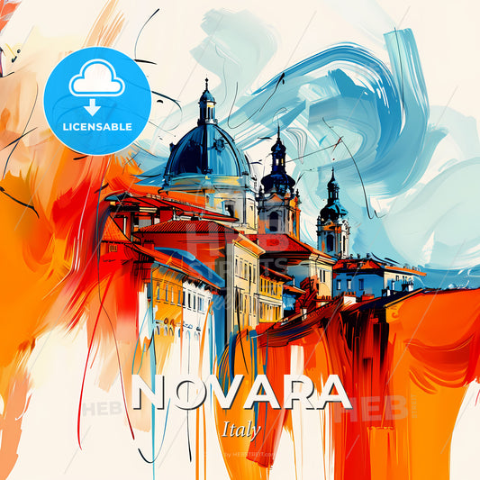 Vibrant Novara, Italy - A Painting Of Buildings With Colorful Paint - Square format print template