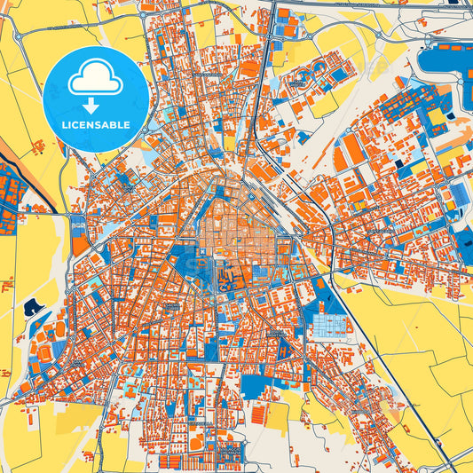 Colorful Novara Street Map with Labels and Buildings