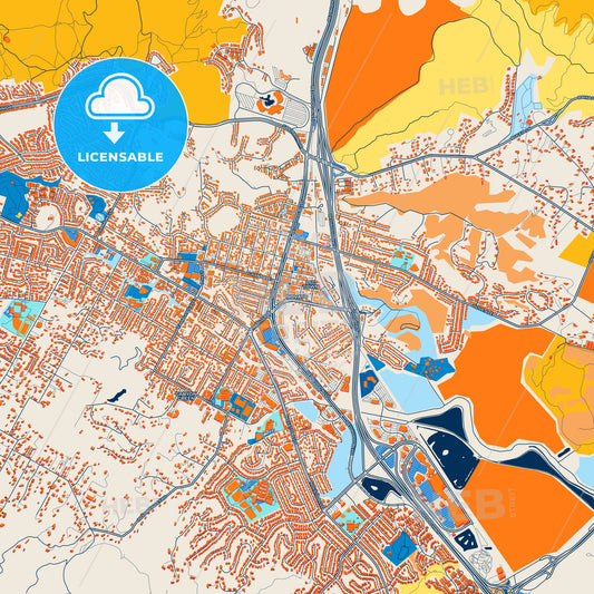 Colorful Novato Street Map with Labels and Buildings