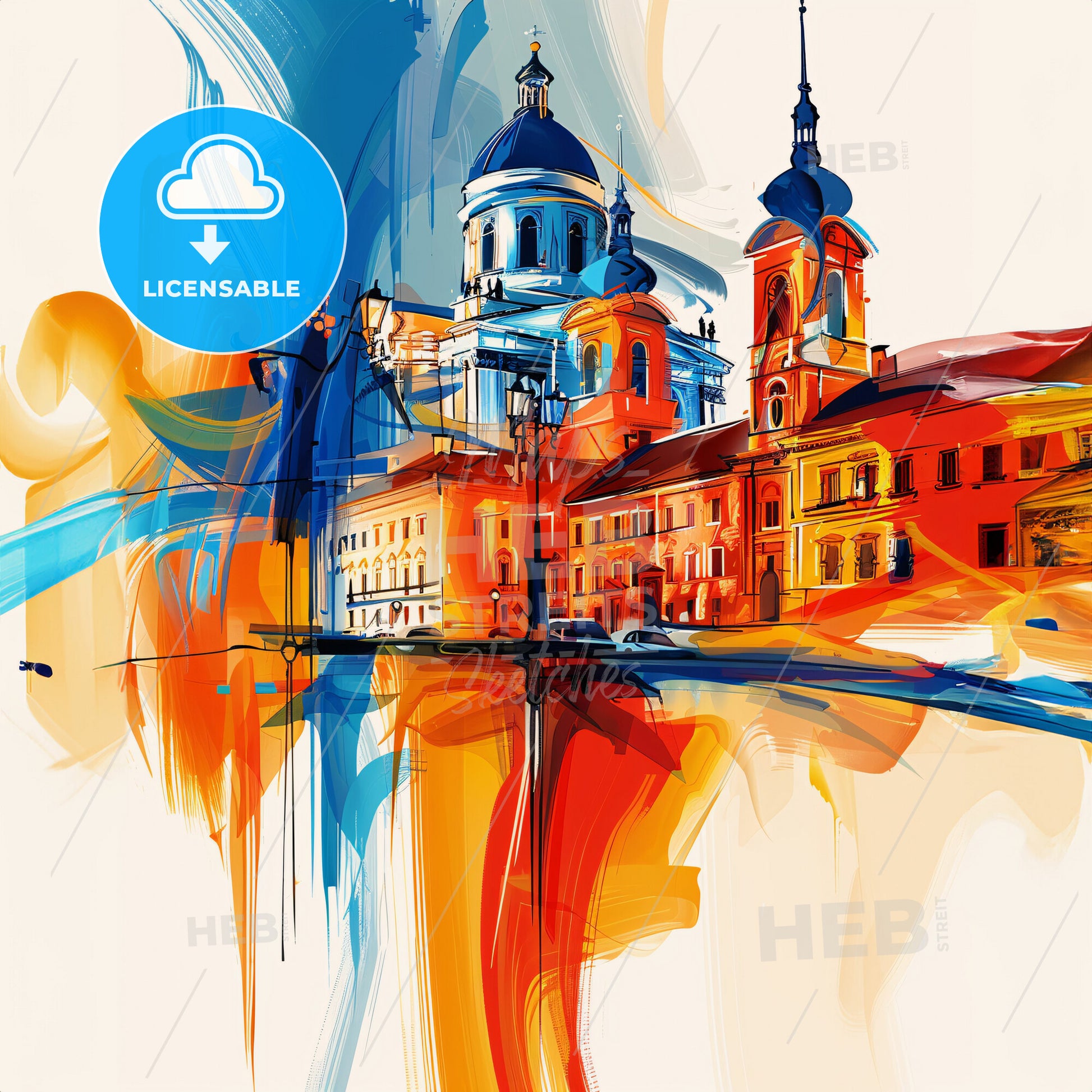 Vibrant Нови Сад, Serbia - A Painting Of A Building