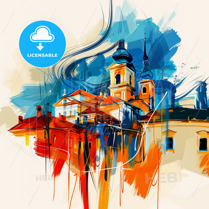 Vibrant Нови Сад, Serbia - A Painting Of A Building