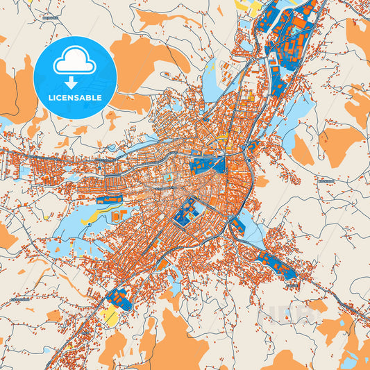 Colorful Novi Pazar Street Map with Labels and Buildings