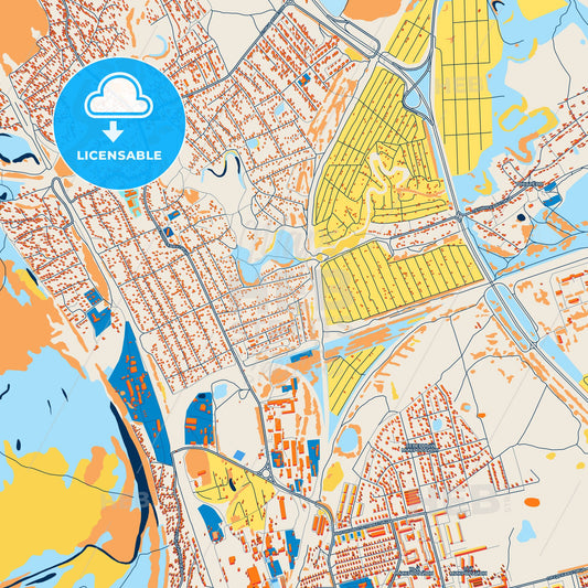 Colorful Novoaltaysk Street Map with Labels and Buildings
