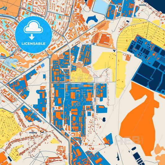 Colorful Novocheboksarsk Street Map with Labels and Buildings