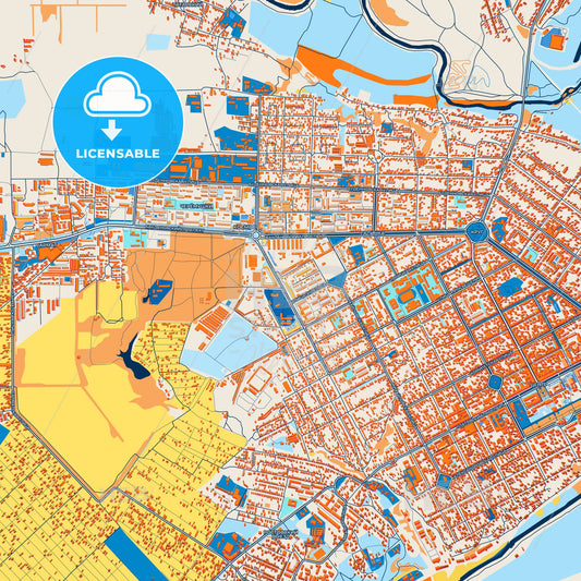 Colorful Novocherkassk Street Map with Labels and Buildings