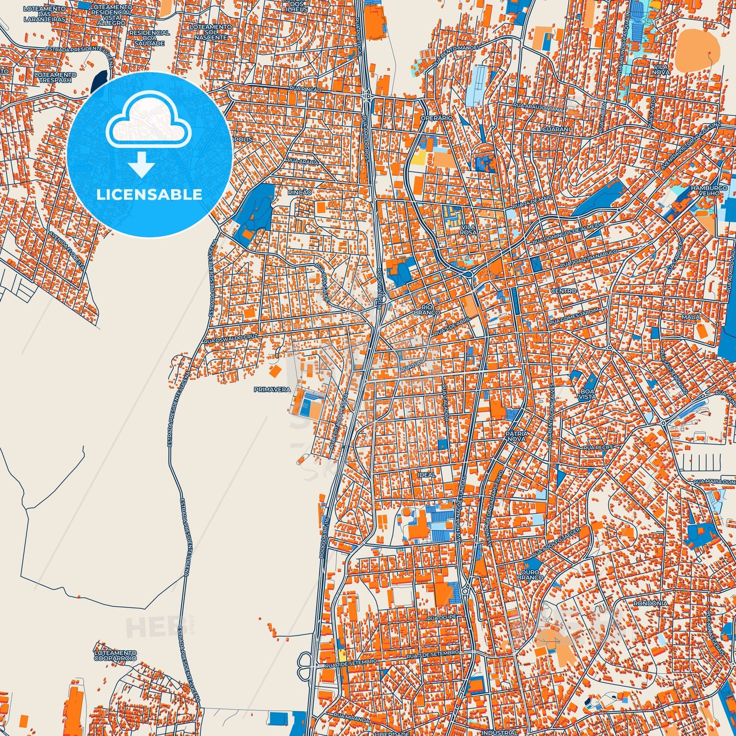 Colorful Novo Hamburgo Street Map with Labels and Buildings