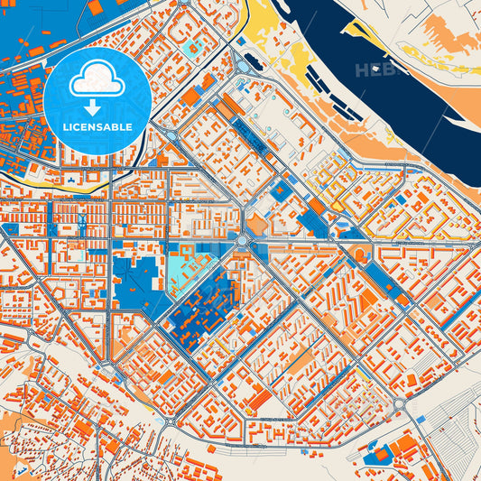 Colorful Novokuznetsk Street Map with Labels and Buildings