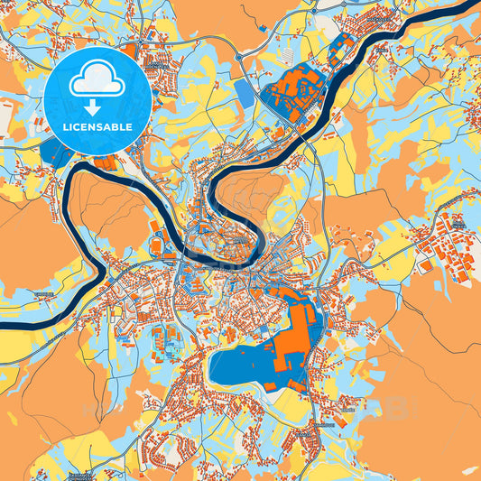 Colorful Novo Mesto Street Map with Labels and Buildings