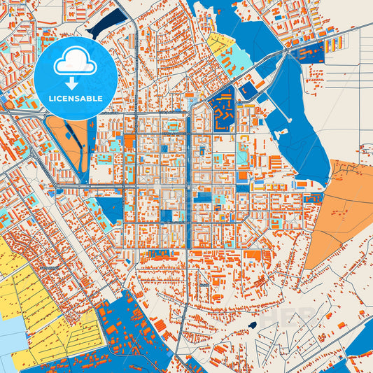 Colorful Novomoskovsk Street Map with Labels and Buildings