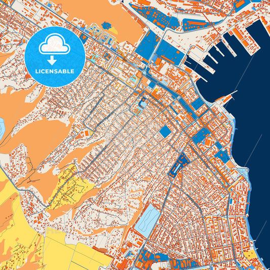 Colorful Novorossiysk Street Map with Labels and Buildings