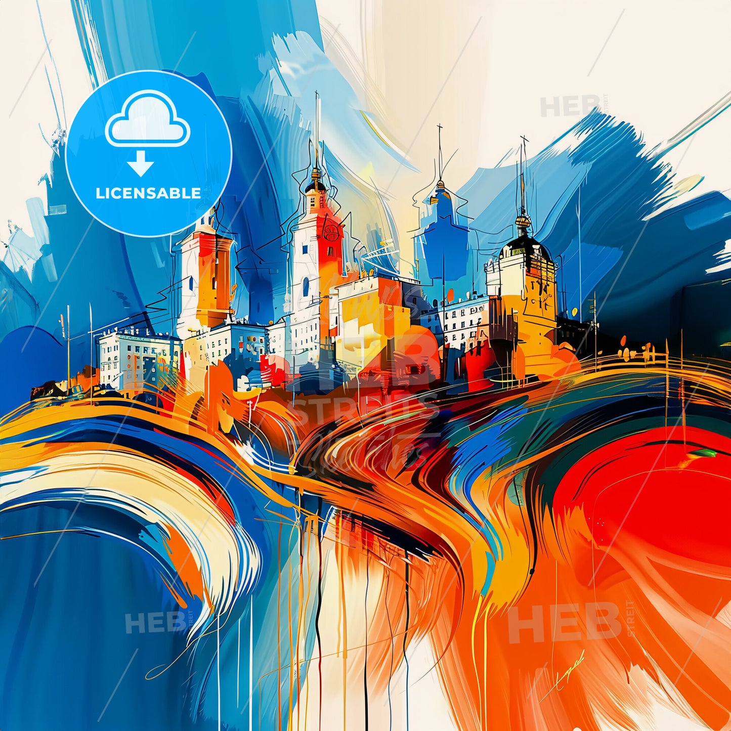 Vibrant Новосибирск, Russia - A Colorful Painting Of A City