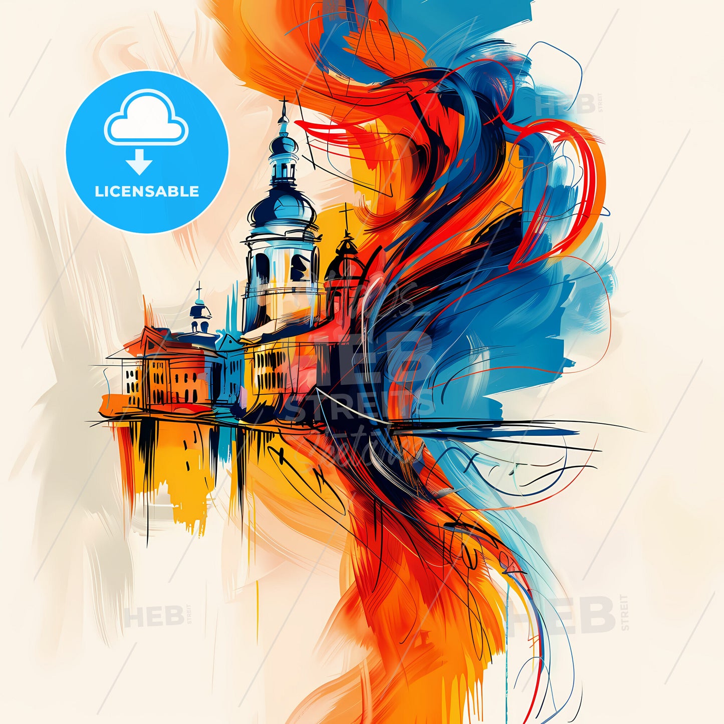 Vibrant Новосибирск, Russia - A Painting Of A Building With Colorful Paint