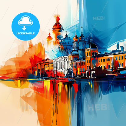 Vibrant Новосибирск, Russia - A Painting Of A City