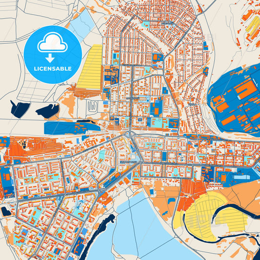 Colorful Novotroitsk Street Map with Labels and Buildings