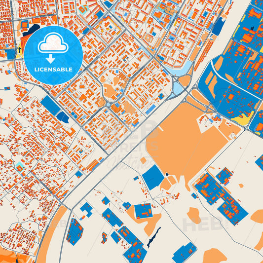 Colorful Noyabrsk Street Map with Labels and Buildings