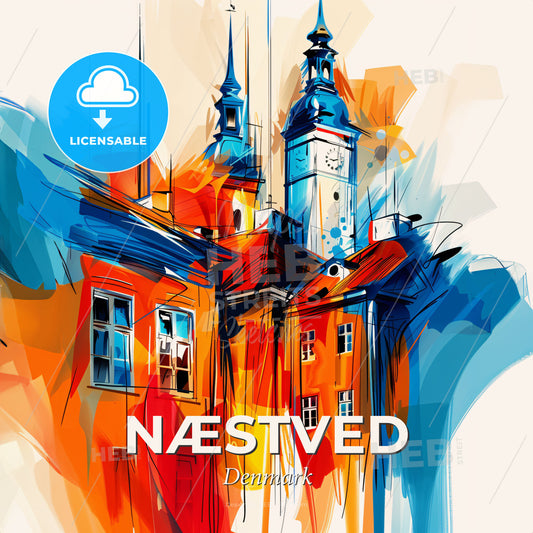 Vibrant Næstved, Denmark - A Colorful Building With Towers - Square format print template