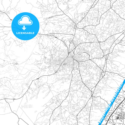 Nsukka, Nigeria light map with streetnames, citynames and districts